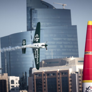 Pete McLeod of Canada performs during qualifying day at the first round of the Red Bull Air Race World Championship at Abu Dhabi, United Arab Emirates on February 8, 2019.